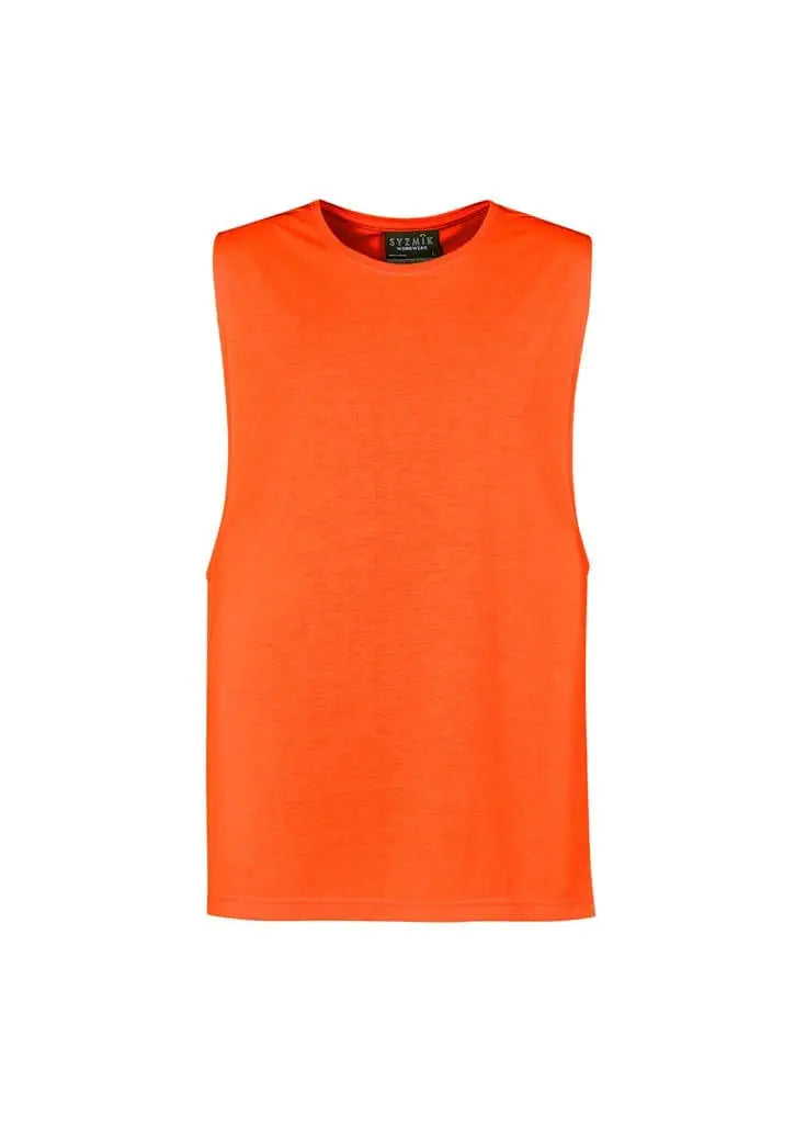 Mens His Vis Sleeveless Tee ZH297 Work Wear Syzmik Orange XXS
